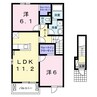 フレスコリーリオⅢ 2LDKの間取り