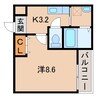 フジパレス和歌山黒田Ⅲ番館 1Kの間取り