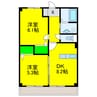 フォブール道後 2DKの間取り