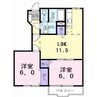 ボワノールＢ棟 2LDKの間取り