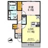 アシェル星田 1LDKの間取り