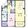 クリール ポッシュT&K 1LDKの間取り