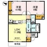 D-room東町 2LDKの間取り