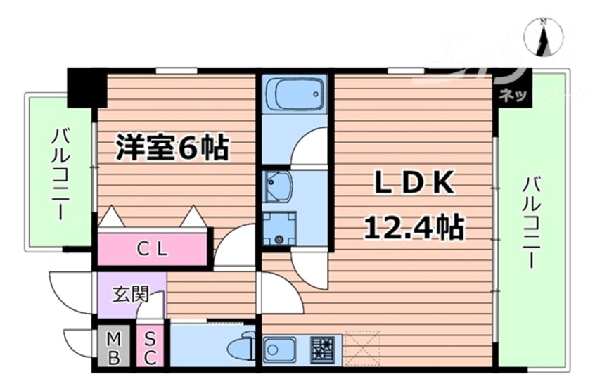間取図 学研都市線<片町線>・JR東西線/御幣島駅 徒歩10分 15階 築2年