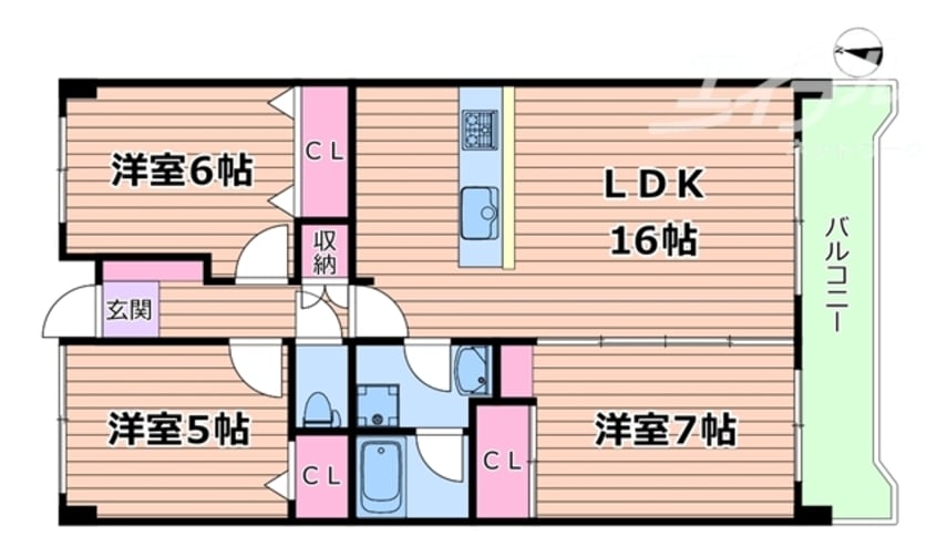 間取図 阪急神戸線/神崎川駅 徒歩13分 6階 築26年