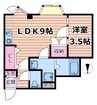 アールヌーヴォー・スミックス 1LDKの間取り