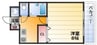 エクセレント上新12 1Kの間取り