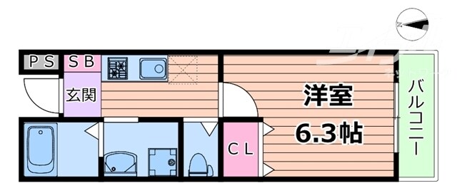 間取り図 阪急宝塚線/庄内駅 徒歩13分 3階 築2年
