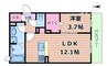 インフィニティ北川口 1LDKの間取り