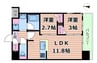 コンフォリア・リヴ新大阪西宮原ソルテラス 2LDKの間取り