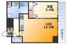 ディームス新大阪 1LDKの間取り