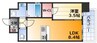 レジュールアッシュ三国本町 1LDKの間取り