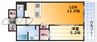 プルメリア西三国イースト 1LDKの間取り