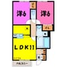 Ｍウェーブ貝沢 2LDKの間取り