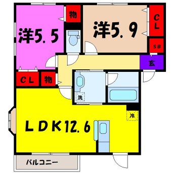 間取図 プレミールＡ・Ｂ（高崎市下之城町）