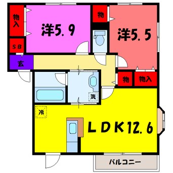 間取図 プレミールＡ・Ｂ（高崎市下之城町）