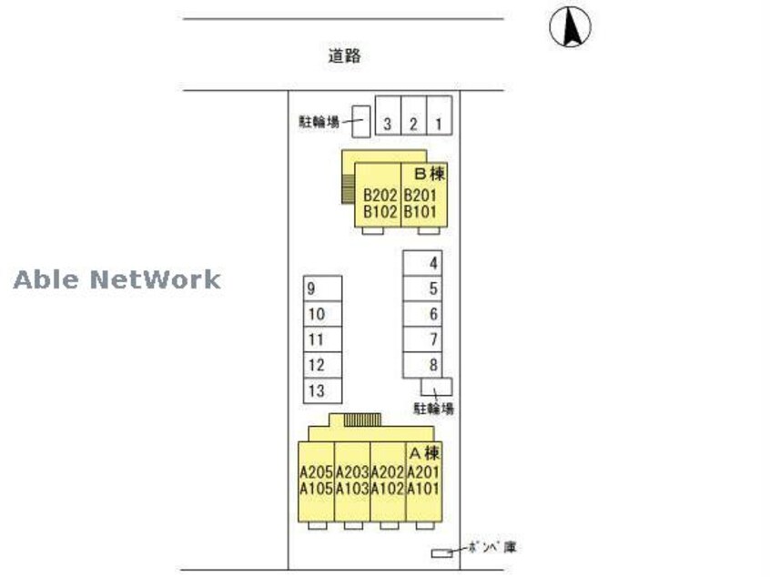 敷地の配置図 コ・クリエB（高崎市新町）