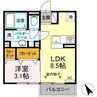 シャトレオリーブ 1LDKの間取り