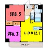 グラン・ルポ高崎（高崎市新田町） 2LDKの間取り