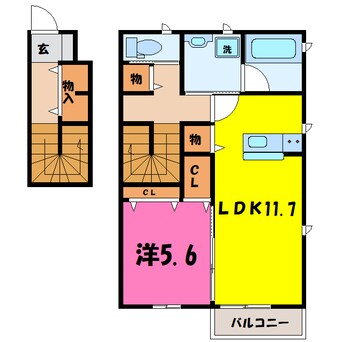 間取図 シャルール A/B（高崎市足門町）