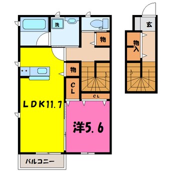 間取図 シャルール A/B（高崎市足門町）