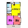 ヴィラ新町Ⅱ 2LDKの間取り