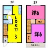 ヴィラKUROSAWA（藤岡市藤岡） 2LDKの間取り