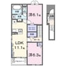マルベリーガーデン Ⅰ 2LDKの間取り