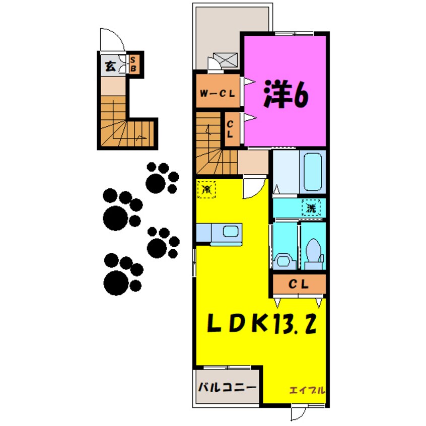 間取図 サン･フィオーレⅠ/Ⅱ  (高崎市石原町)