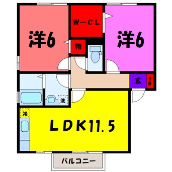 間取図 クレストコートＡ/Ｂ（高崎市矢中町）