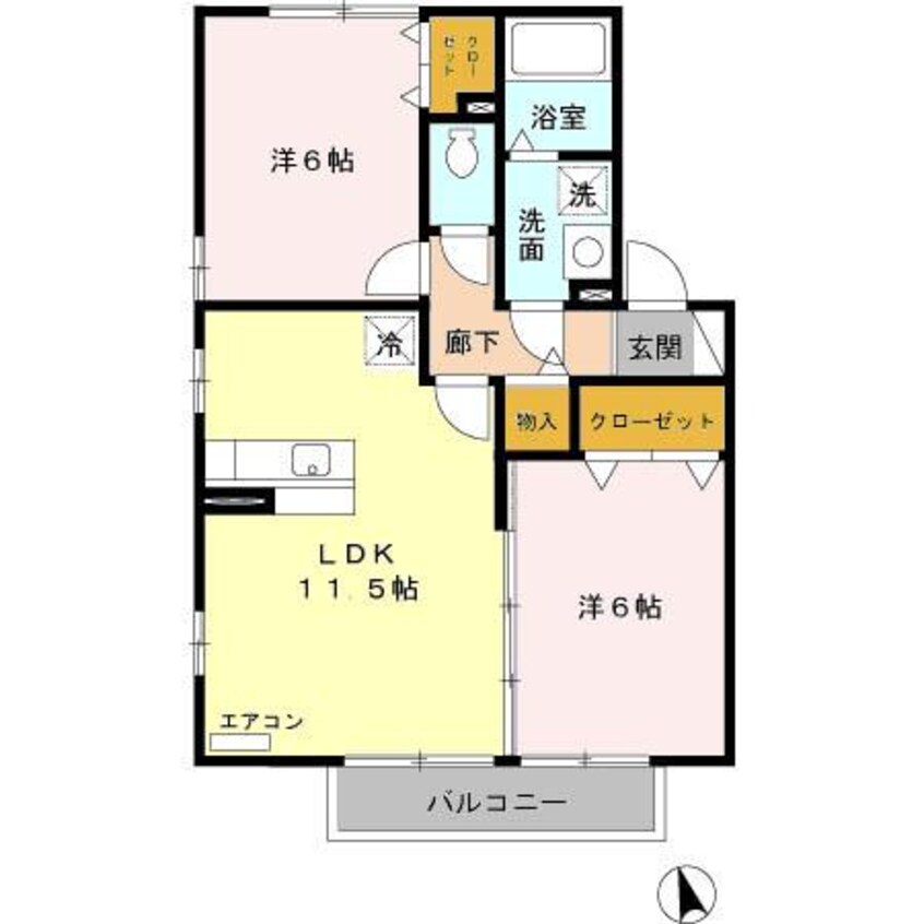 間取図 エクレール箱田Ａ・Ｂ（高崎市浜尻町）