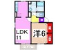 パークサイド21Ａ 1LDKの間取り