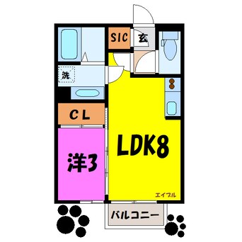 間取図 コンツェルト貝沢Ａ・Ｂ（高崎市貝沢町）