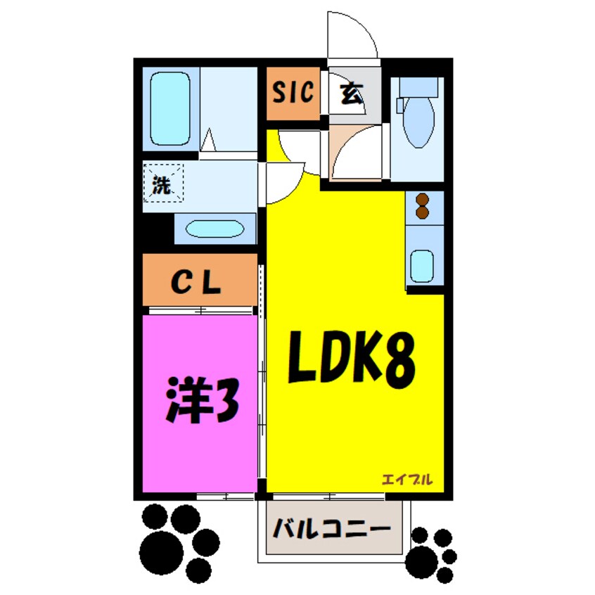 間取図 コンツェルト貝沢Ａ・Ｂ（高崎市貝沢町）