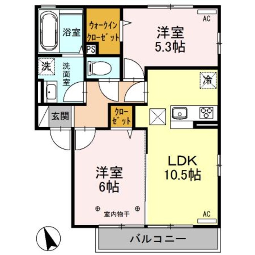 間取図 コンツェルト貝沢Ａ・Ｂ（高崎市貝沢町）