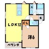 パールホワイト 1LDKの間取り