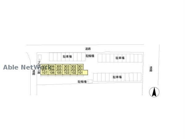 敷地の配置図 シルキーコート（藤岡市藤岡）