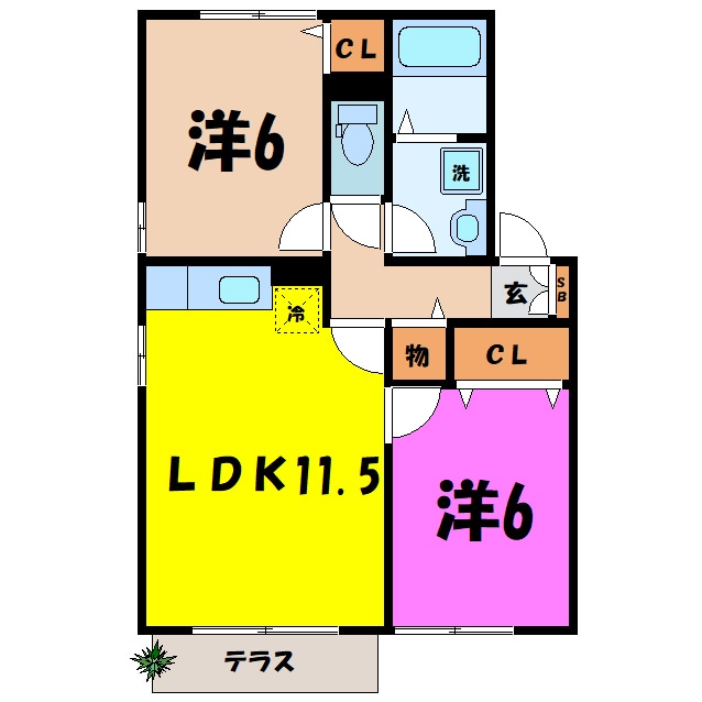 間取り図 セジュールアユ (藤岡市下栗須)