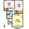 クラージュタウンA/B/C 2DKの間取り