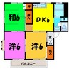 Castleいいづか B（高崎市飯塚町）～キャッスルいいづか～ 3DKの間取り