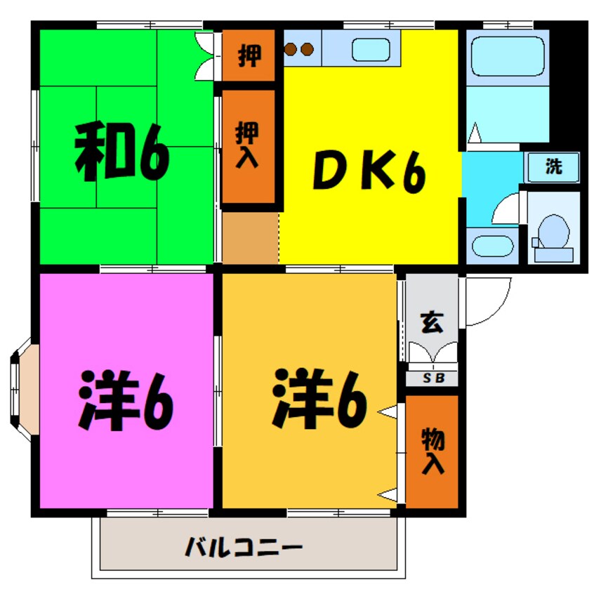 間取図 Castleいいづか B（高崎市飯塚町）～キャッスルいいづか～