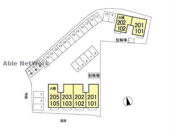 敷地の配置図 藤ノ木ハウスAB（高崎市吉井町池）