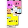 リバーサイド・K 2LDKの間取り