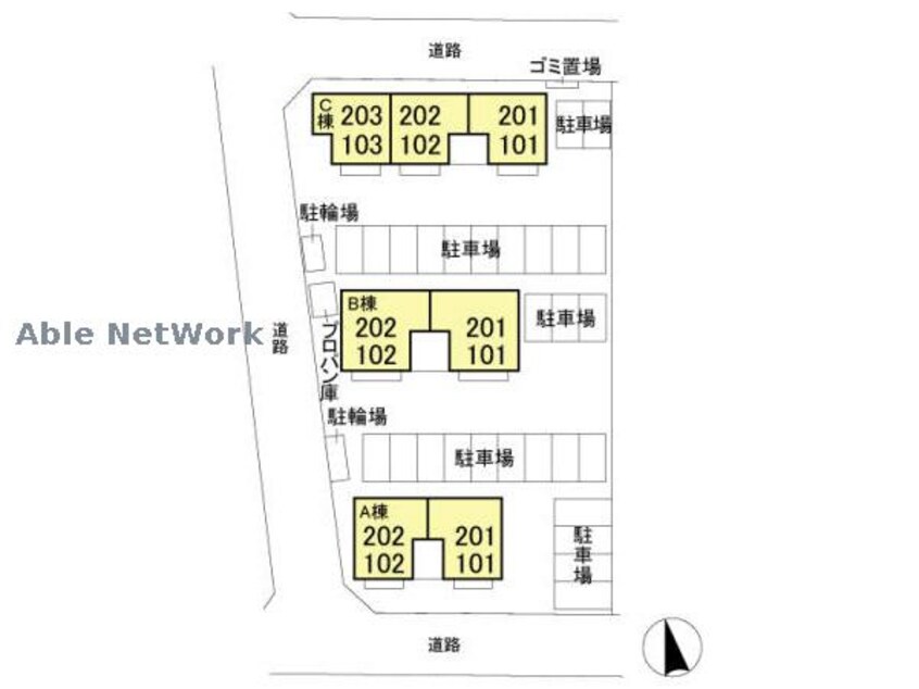 敷地の配置図 ハウゼ・K　（高崎市浜尻町）