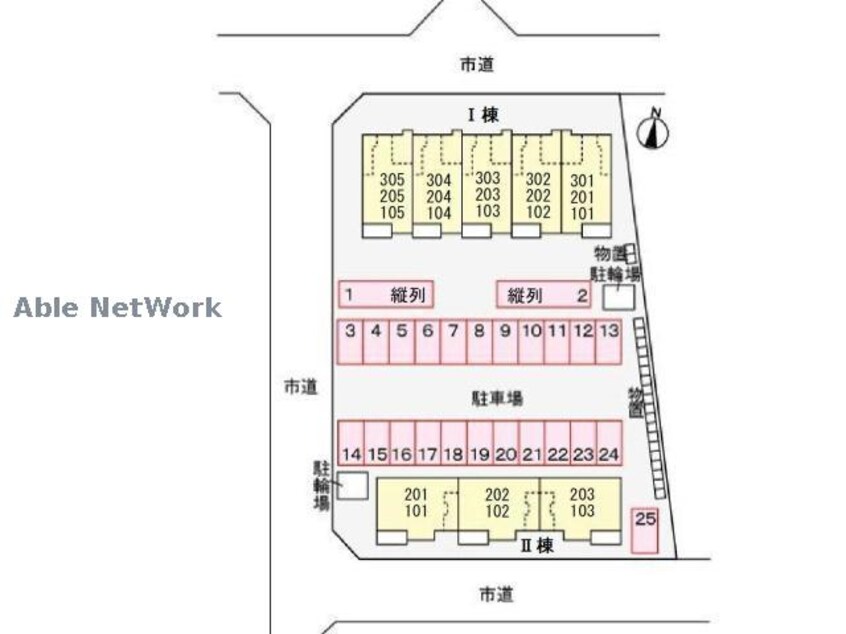 敷地の配置図 メゾン　ファミールⅠ（高崎市東貝沢町）