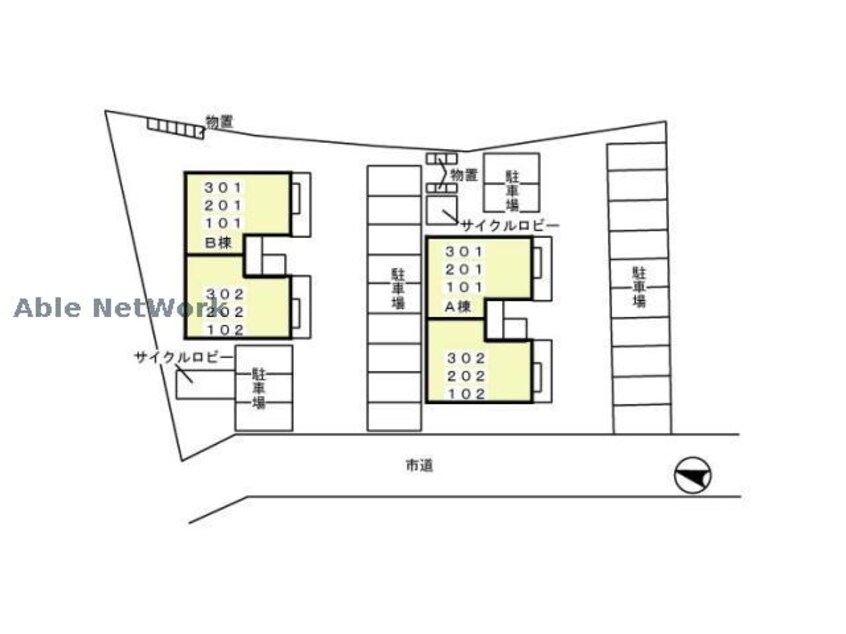 敷地の配置図 リビングタウン双葉Ａ/Ｂ（高崎市双葉町）