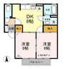 ローレルコートⅠ・Ⅱ 2DKの間取り
