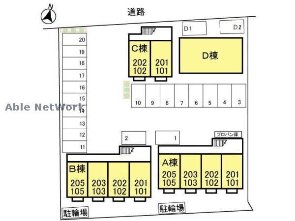 敷地の配置図 セレーノA（高崎市上中居町）