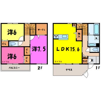 間取図 リュエルｆ（高崎市貝沢町）