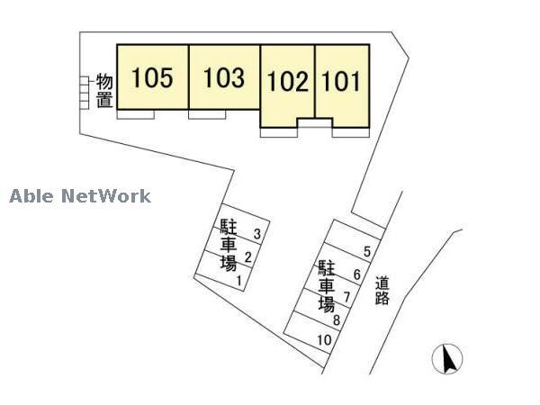 敷地の配置図 リュエルｆ（高崎市貝沢町）